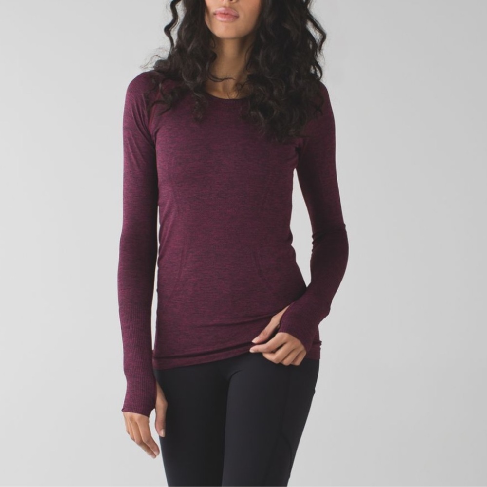 LULULEMON Swiftly Tech Long Sleeve Crew Heathered Purple Top Size 6